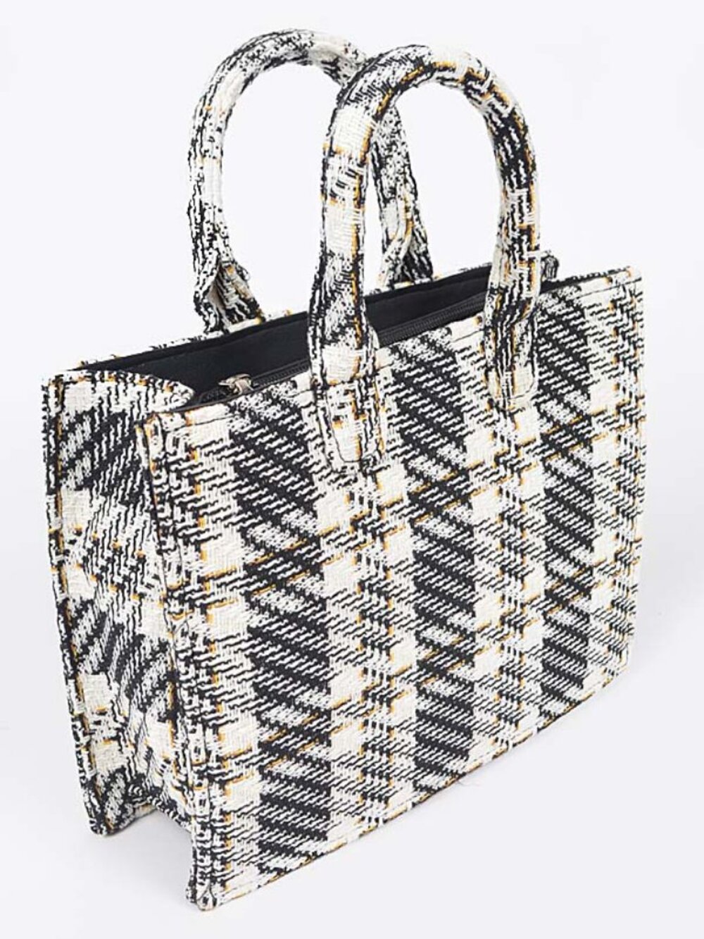 JUST REDUCED 🚨 Tweed Plaid Medium Tote ✨ Chic Structured Crossbody - Picture 4 of 10
